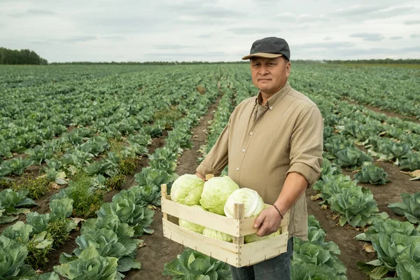 Retrato de granjero asiático en el campo — Foto de Stock