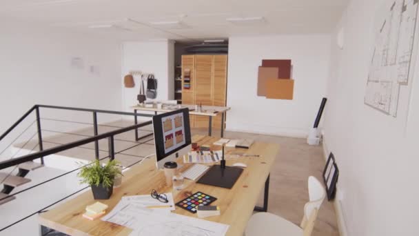 People Shot Creative Workplace Professional Architect House Sketches Computer Screen — Vídeo de Stock