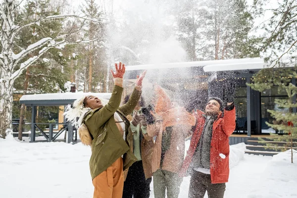 Amigos divirtiéndose durante las vacaciones de invierno —  Fotos de Stock