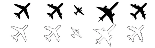Ebene Einfache Symbole Setzen Vektor Flugzeugsymbol — Stockvektor