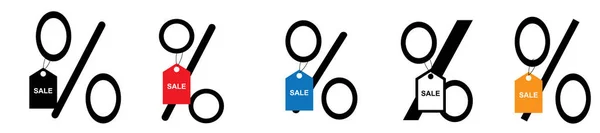 Set Minimal Percent Sign Label Symbol Sales Discount Black Friday — Stock Vector