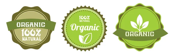 Diseño Etiqueta Sello Alimentos Orgánicos 100 Por Ciento Orgánico Natural — Vector de stock