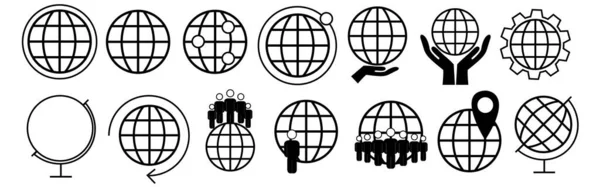 Eenvoudige Set Van Globe Gerelateerde Schema Pictogrammen — Stockvector