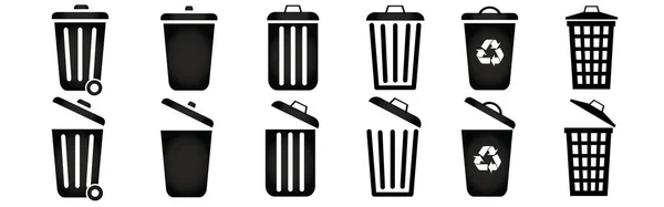Bin Icon Set Trash Can Collection Trash Icons Set Web — Stock Vector