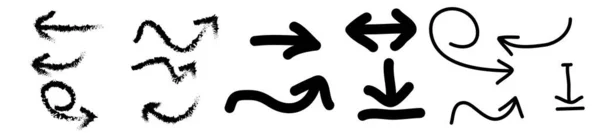 Vektor Abstrakte Schwarze Handgezeichnete Pfeile Set Illustration Von Grunge Sketch — Stockvektor