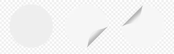 Set White Paper Adhesive Stickers Mockup Curved Corner Shadow White — Stockvektor