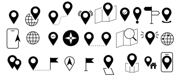 Location Icons Set Navigation Icons Map Pointer Icons Location Symbols — Stockvector