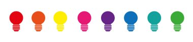Set of multi-colored light bulbs isolated on white background, illustration.