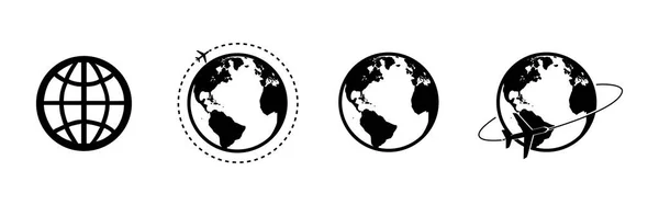 Earth Icon Collection Globe Vector — Vetor de Stock