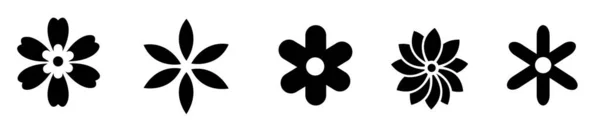 Квіткові Піктограми Встановлені Ізольовані Білому Тлі Квітка Проста Піктограма — стоковий вектор