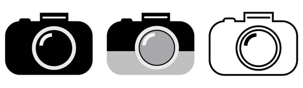 Kamera Icon Gesetzt Fotokamera Flachen Stil Vektor — Stockvektor