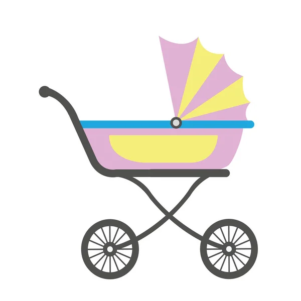 Baby Stroller Flat Style Vector — Stock Vector