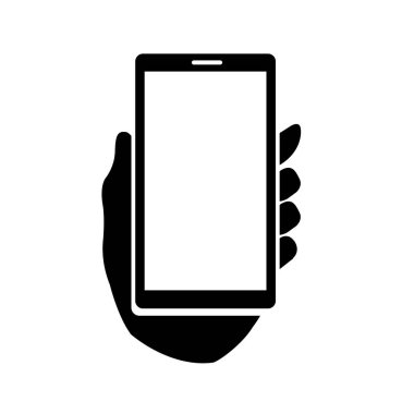 Akıllı telefon elinde basit bir simge. Vektör