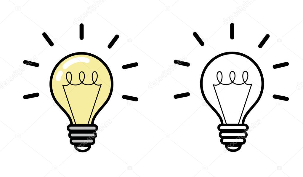 Lightbulb icon. Bulb, lamp icon. Idea sign.