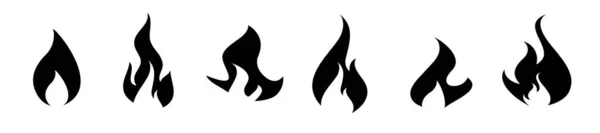 Colecţia Pictograme Simbolul Flăcării Silueta Focului Tabără Logotip Flăcări Simboluri — Vector de stoc