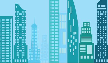 Soyut Modern Şehir Skyline Kusursuz Vektör Deseni