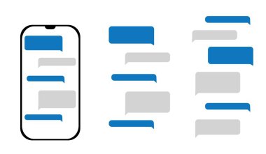 Akıllı telefon sohbet şablonu. Mesaj baloncukları telefon ekranında