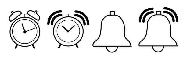 Atur Jam Alarm Dan Ikon Bel Ikon Bell Terisolasi Alarm - Stok Vektor