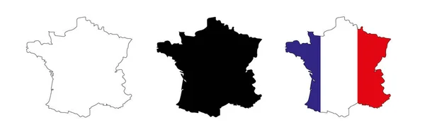 フランス地図黒フランス国境国透明隔離されたバリエーション — ストックベクタ