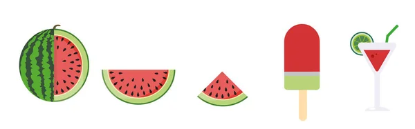 Wassermelone Wassermeloneneis Und Saft — Stockvektor