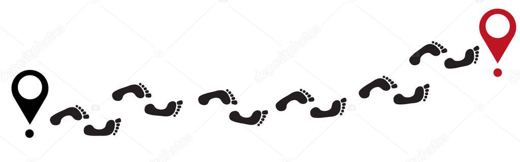 Footsteps isolated on white background.  footprints, Human steps