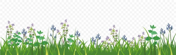 Frühlingsblumen Und Wolken Vektorhintergrund — Stockvektor