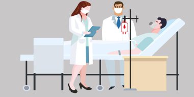 Doktor ve hemşire işlemi vektör çizim içinde