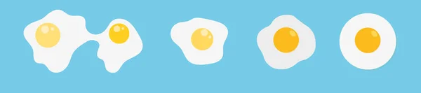 Set Differently Cooked Eggs Whole Egg Raw Fried Egg Hard — Vector de stock
