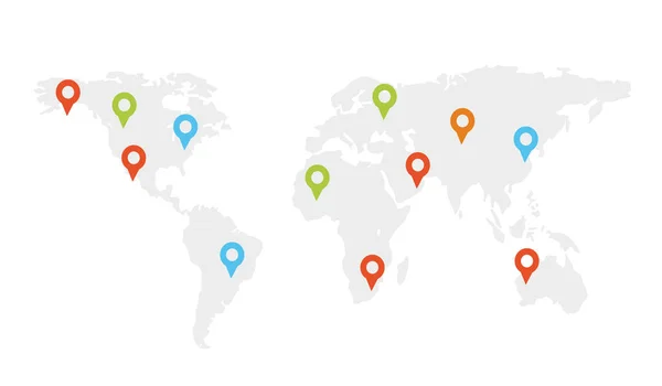 Carte Monde Abstraite Avec Points Épingle — Image vectorielle