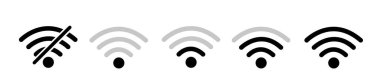 Wi-fi simgesi seti. İnternet Bağlantısı. Simge Simgesi. Uzak internet erişimi için kablosuz ve kablosuz ağ simgesi veya kablosuz ağ simgesi