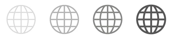 Coleção Ícones Globus Web Kontakt Symbol Desenho Conjunto Globus Preto — Vetor de Stock