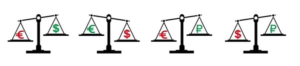 Disegno Esplicativo Utilizzando Una Bilancia Del Dollaro Dell Euro Contro — Vettoriale Stock