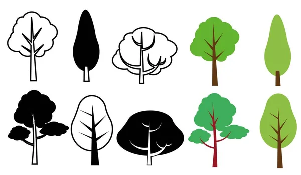 Forest Vector Icon Design Set Grüne Schwarze Und Weiße Markierung — Stockvektor