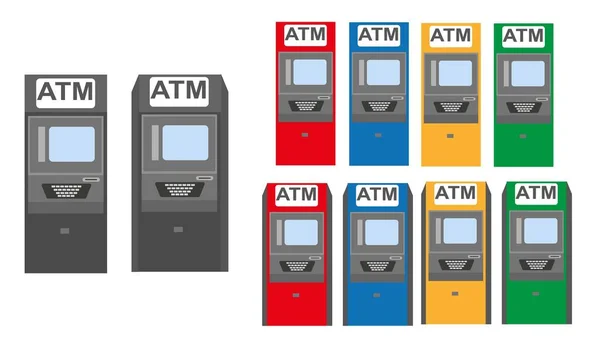 Bank Atm Vektor Icon Illustration Set Weißer Hintergrund — Stockvektor