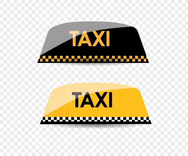 现实的黄色法国出租车标志图标设置闭塞与透明背景隔离 的士服务设计模版Mockup — 图库矢量图片