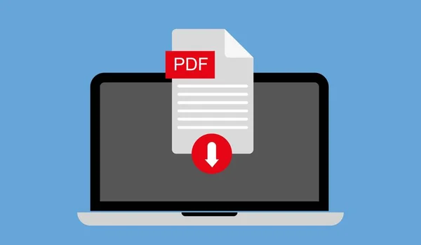 Scarica File Icona Pdf Con Etichetta Sullo Schermo Del Laptop — Vettoriale Stock