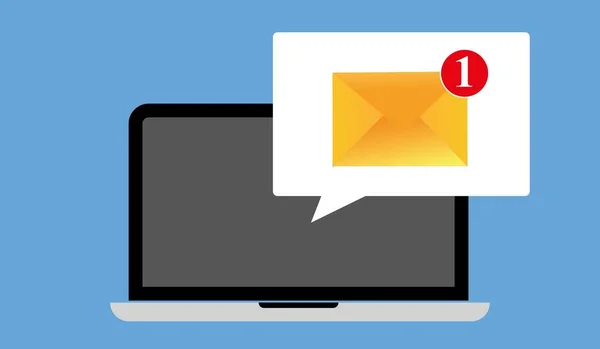 Laptop Envelope Screen New Email Laptop Screen Email Notification Concept — Vector de stock