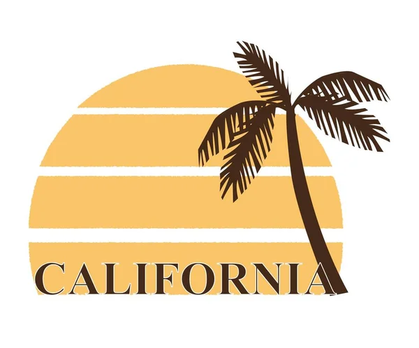 Felpa Con Cappuccio Spiaggia California Illustrazione Colorata Vintage — Vettoriale Stock
