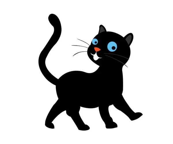 Силует Чорної Кішки Білому Фоні Ікона Вектора Концепція Logo Print — стоковий вектор