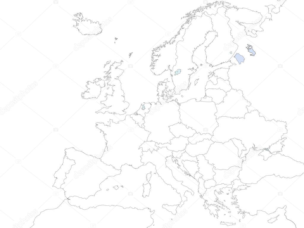 High quality map Europe with borders of the regions