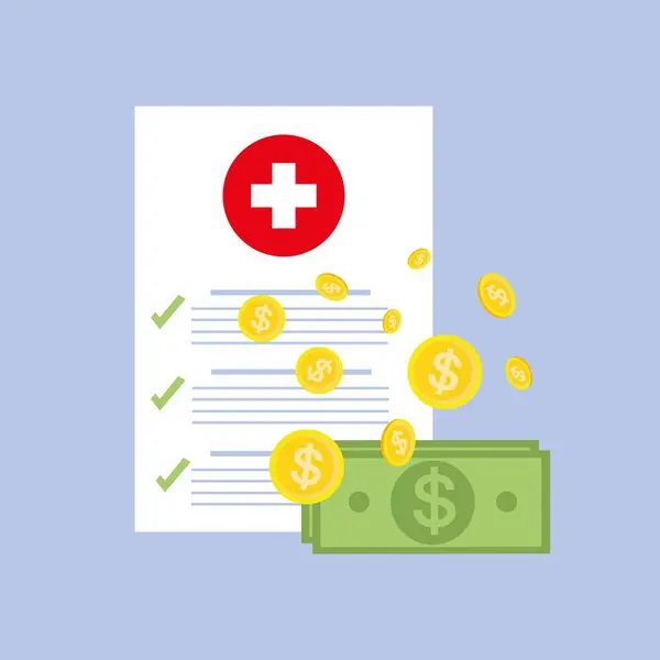 Ιατρικό Έγγραφο Χρήματα Μορφή Ασφάλισης Ασθενείας Ιδέα Για Ακριβά Φάρμακα — Διανυσματικό Αρχείο