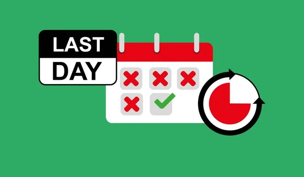 Last Day Calendar Stopwatch Flat Icon Calendar Deadline Deadline Mark — Διανυσματικό Αρχείο