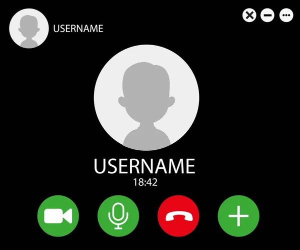 Video Chat Interface User Web Video Call Window Concept Social — Stockvector