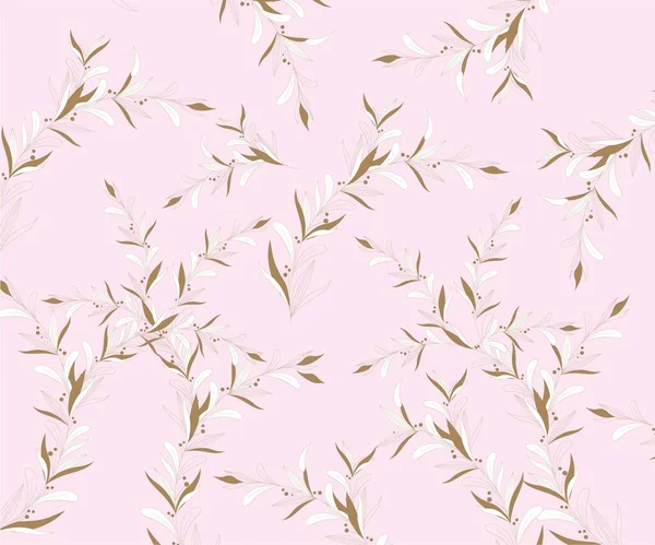 Delicate Floral Background Small White Flowers Dots Pink Background Wallpaper — Image vectorielle