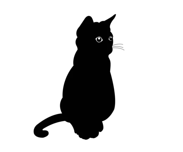Vector Isolated Cat Silhouette Logo Print Decorative Sticker — Stock Vector