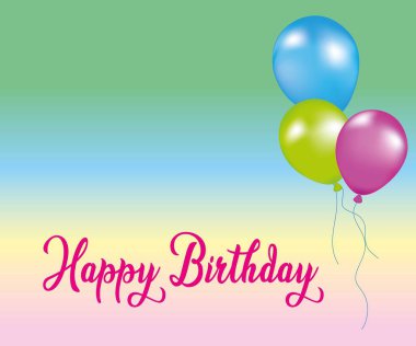 Renkli balonların vektör çizimi. Doğum günün kutlu olsun, davetiye.