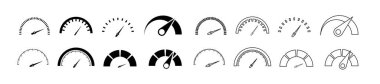 Speedometers icons set. Speed indicator sign. Performance concept. Fast speed sign. Vector illustration clipart