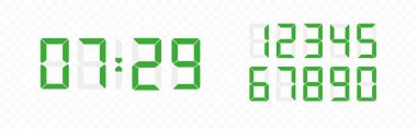 Dijital saat numarası ayarlandı. Lider rakam seti. Elektronik figürler. Vektör illüstrasyonu.