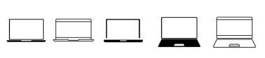 Laptop icons set. Laptop different style. collection Laptops or notebook computer. Flat and line icon
