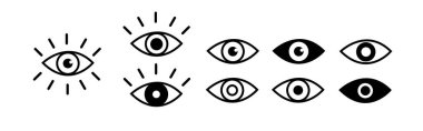 Eye icon set. Eyesight symbol. Retina scan eye icons. Simple eyes collection. Eye silhouette 